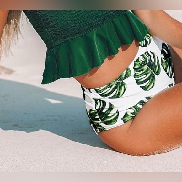 Two Piece Bikini Set Stripe Full Coverage Swimsuit Tummy Control Padded S - Picture 3 of 5